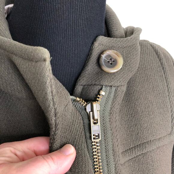 J Crew Stadium Cloth Nello Gori army green wool hooded overcoat size 2 - Picture 6 of 16